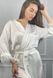 Стильный женский шелковый халат с перьями (Молочный) 072/22.8 фото 1 — Beauty&Fashion