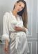 Стильный женский шелковый халат с перьями (Молочный) 072/22.8 фото 2 — Beauty&Fashion