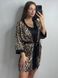 Шелковый домашний комплект (халат+рубашка) на бретельках женский леопардовый бежевого цвета 162/24 фото 1 — Beauty&Fashion