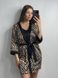 Шелковый домашний комплект (халат+рубашка) на бретельках женский леопардовый бежевого цвета 162/24 фото 7 — Beauty&Fashion