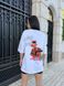Летняя футболка с принтом женская белого цвета Y4669/7169 фото 3 — Beauty&Fashion