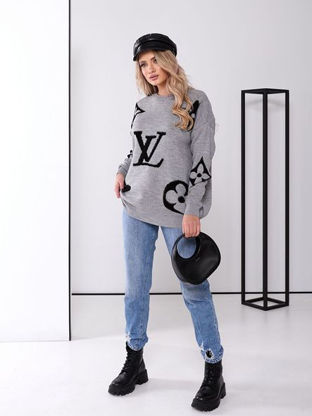 Теплий та стильний светр з принтом жіночий чорного кольору фото — Beauty&Fashion