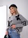 Теплый и стильный свитер с женский принтом серого цвета В1363/8052 фото 2 — Beauty&Fashion